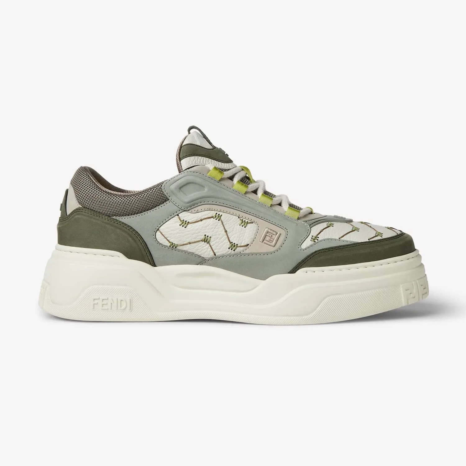 Fendi Force Sneakers White And Green 7E1728AU21F1RSW - Image 3