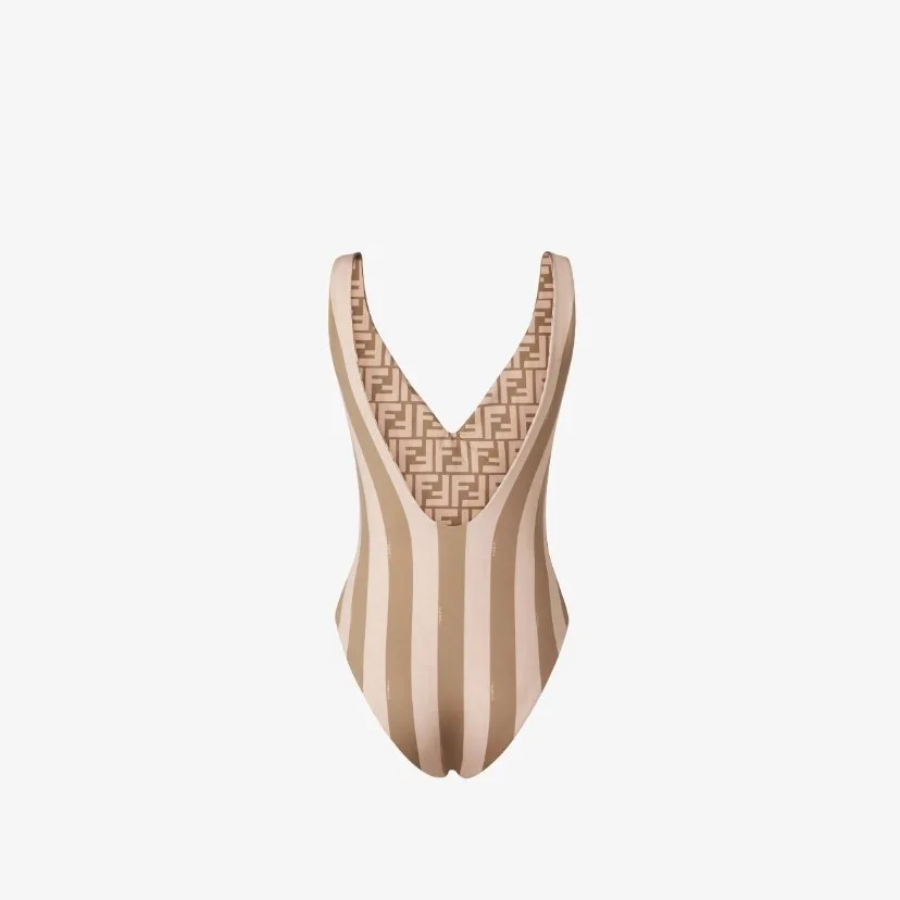 Fendi V Neckline Reversible Swimsuit Pink/Brown FXBA39AT8GF1SW0 - Image 3