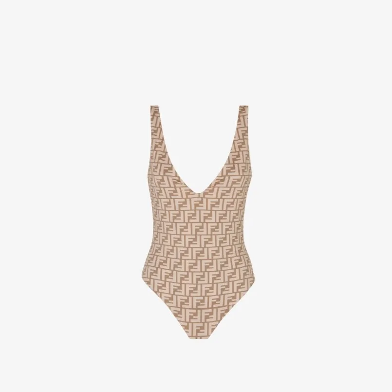 Fendi V Neckline Reversible Swimsuit Pink/Brown FXBA39AT8GF1SW0 - Image 5