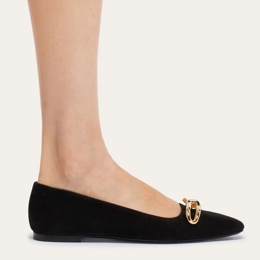 Alternative view of Ferragamo Ballet Flat With Asymmetric Bow Black 01H388