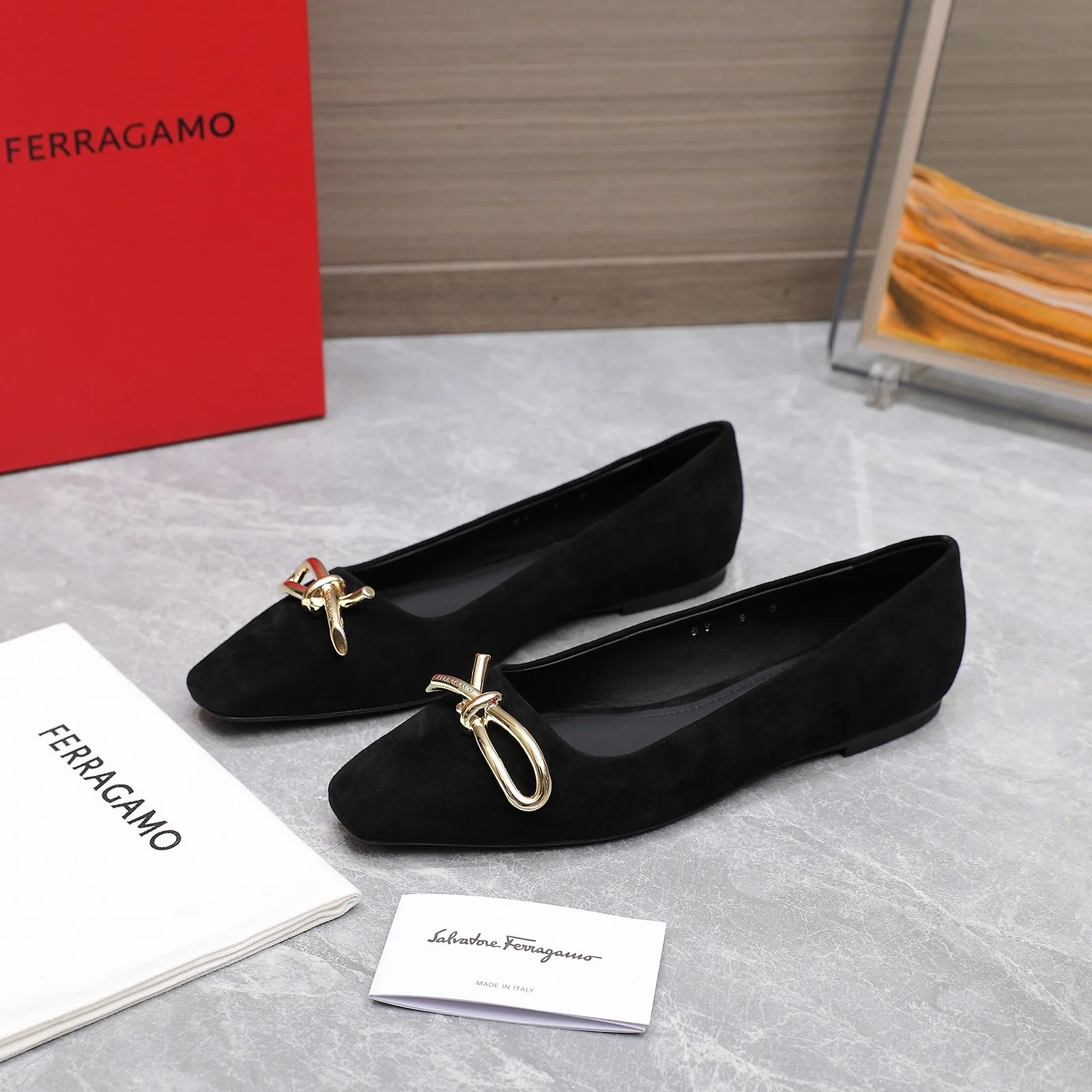 Ferragamo Ballet Flat With Asymmetric Bow Black 01H388 - Image 5