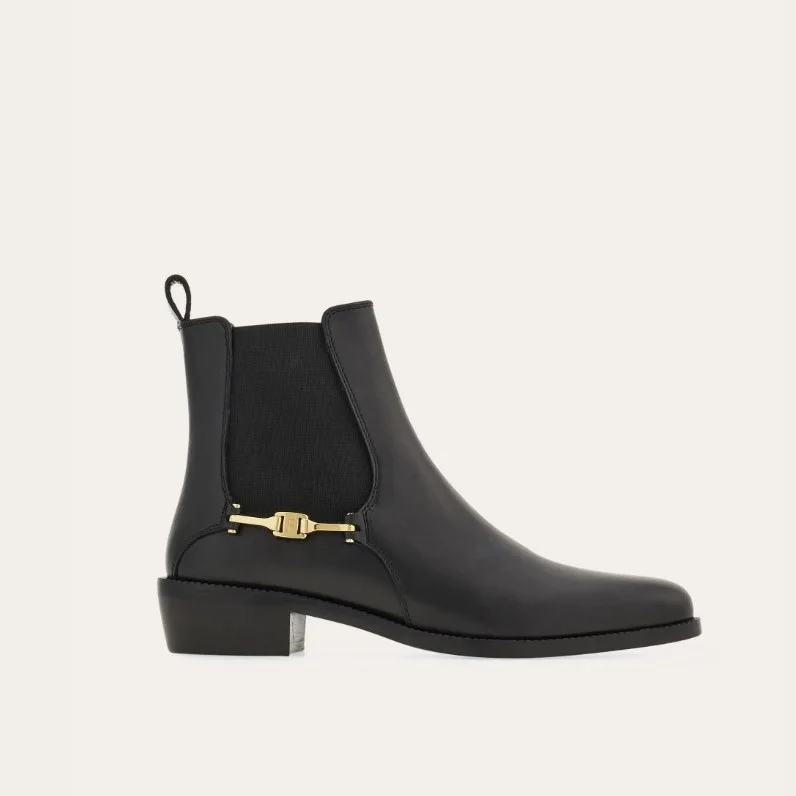 Ferragamo F Buckle Chelsea Boots Black 01K234 - Image 3