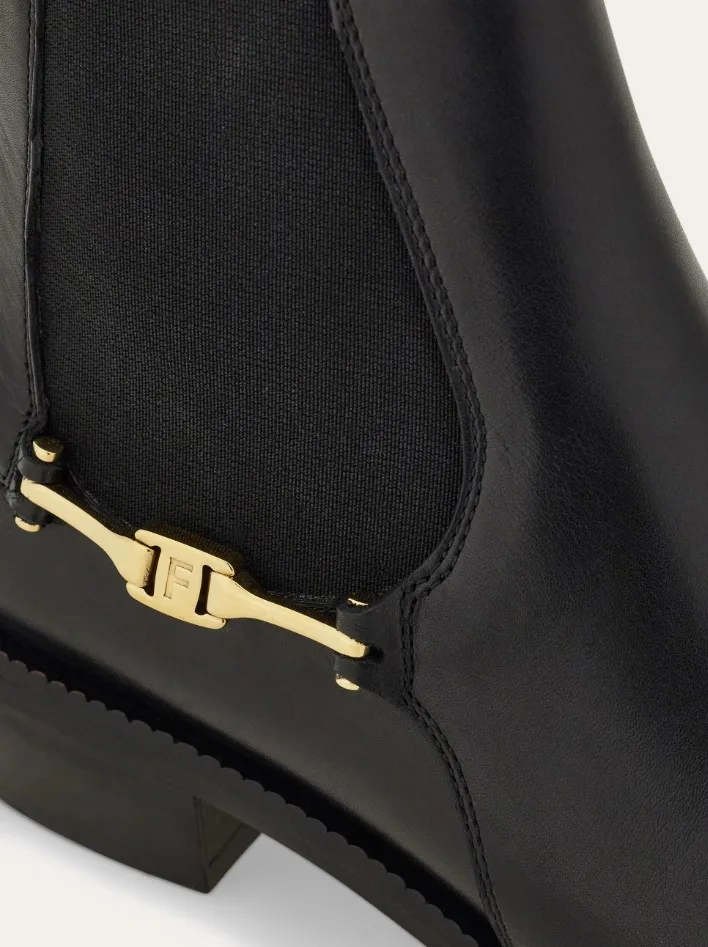 Ferragamo F Buckle Chelsea Boots Black 01K234 - Image 7