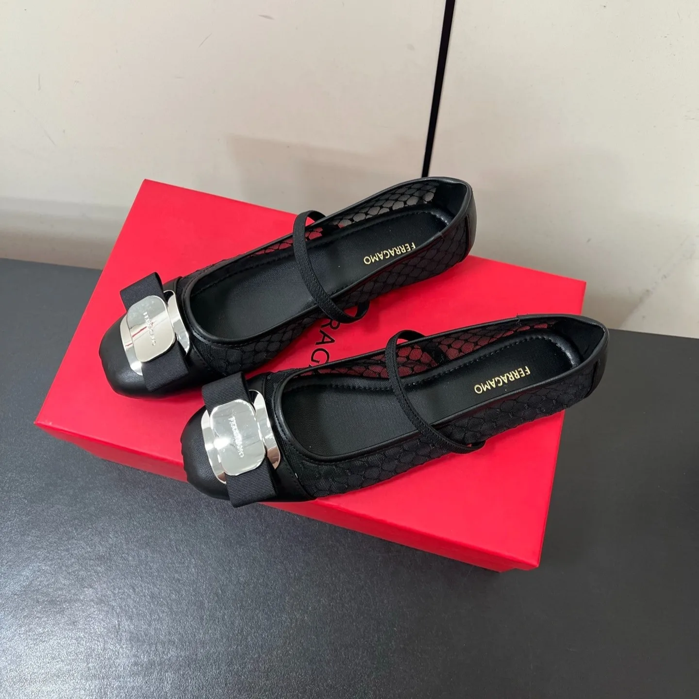 Ferragamo Vara Ballet Flats Black 01J853 - Image 4