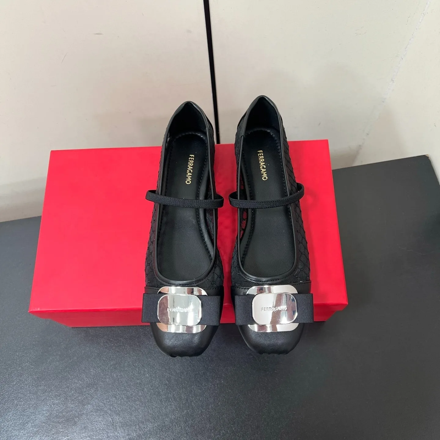 Ferragamo Vara Ballet Flats Black 01J853 - Image 5