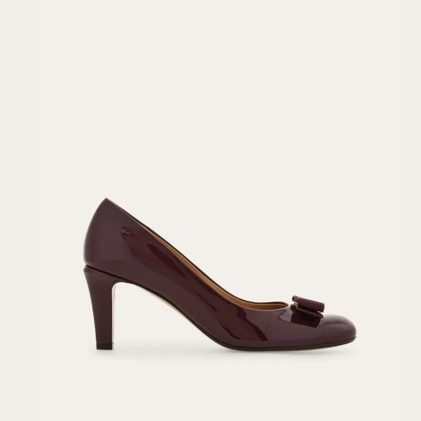 Ferragamo Vara Bow Pump Plum 01L218 - Image 3