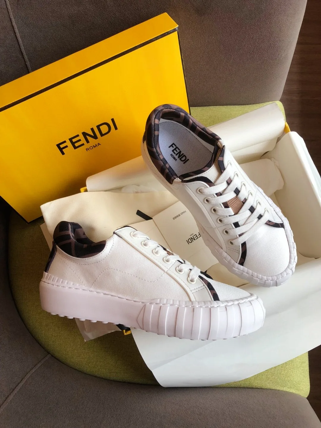 Alternative view of Fendi Force FF Lace-Ups Sneakers White 7E1414AF5A