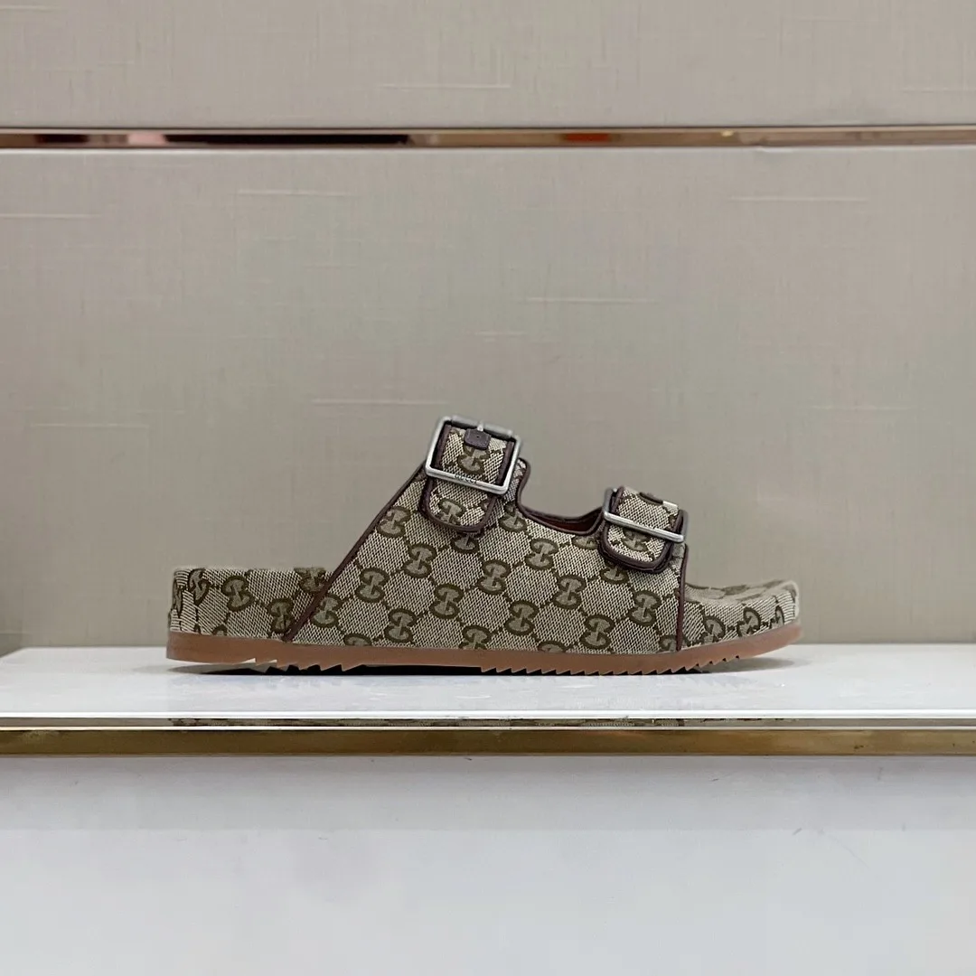 Gucci Women’s Slide Sandal With Straps Beige And Ebony - Image 5
