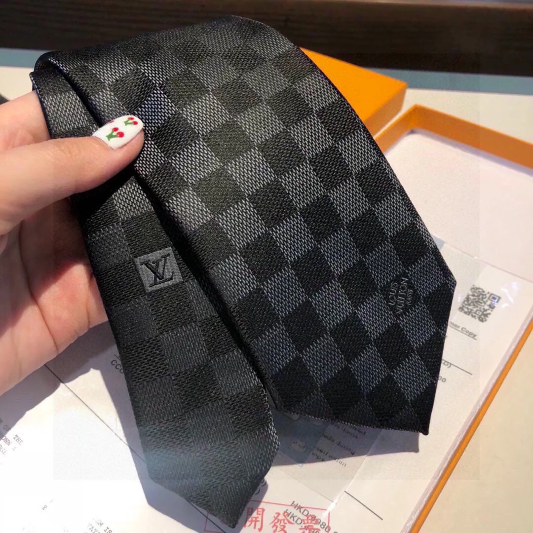 Louis Vuitton Damier Classique Tie Black LV Men - Image 3