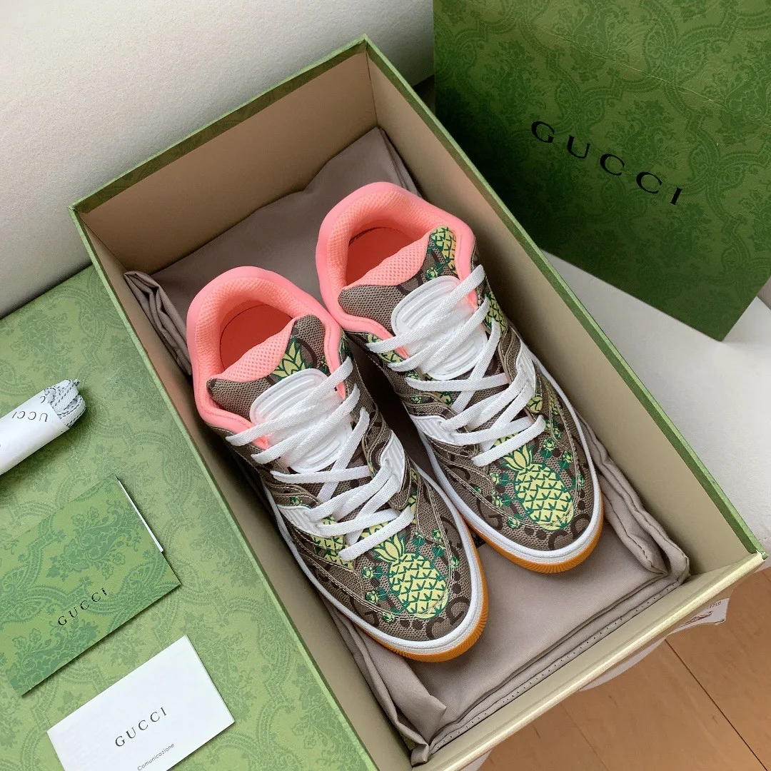 Alternative view of Gucci Women’s Basket Sneaker Print Pineapple Brown Pink