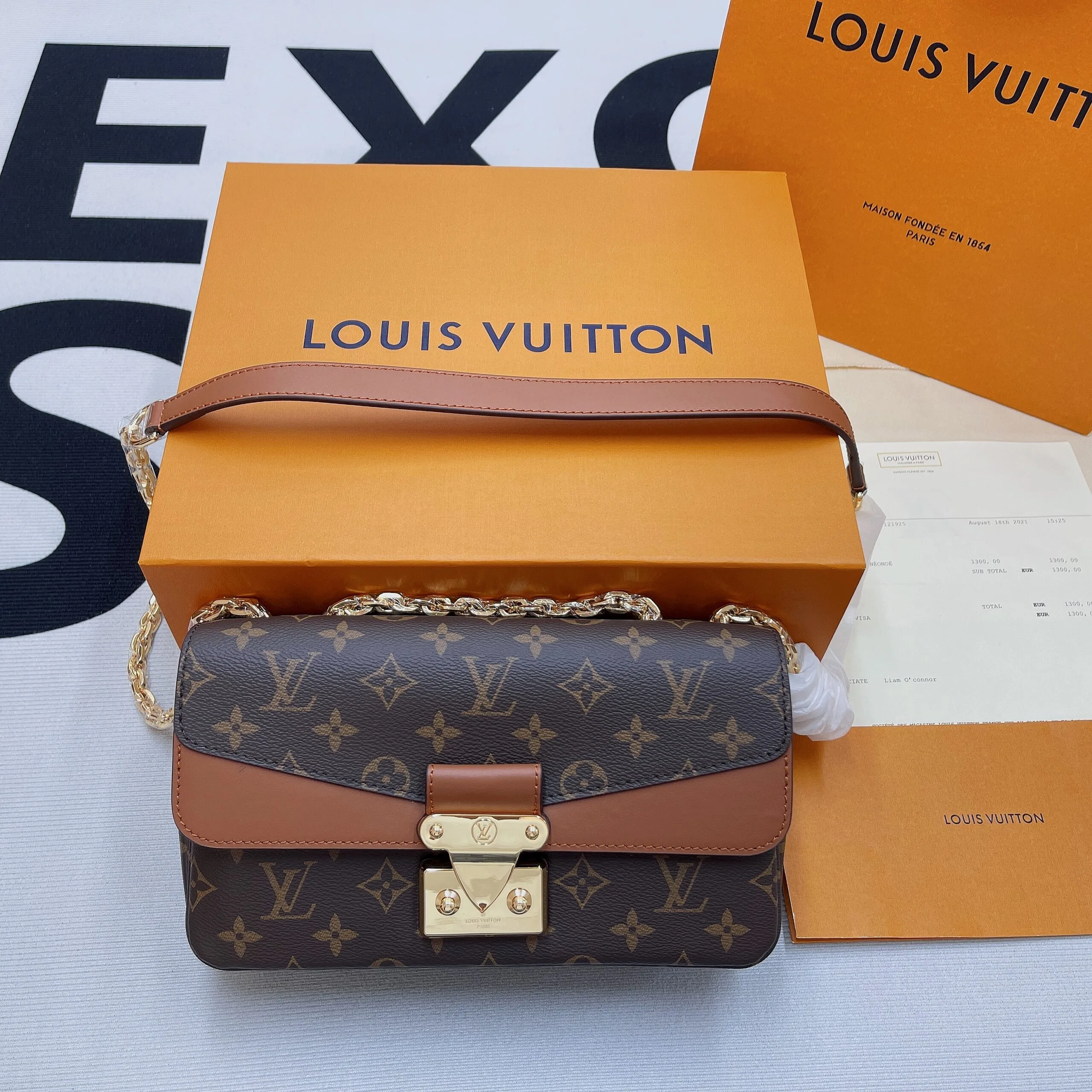 Louis Vuitton Marceau Crossbody Bag / Monogram Caramel Brown Gold Hardware - Image 3