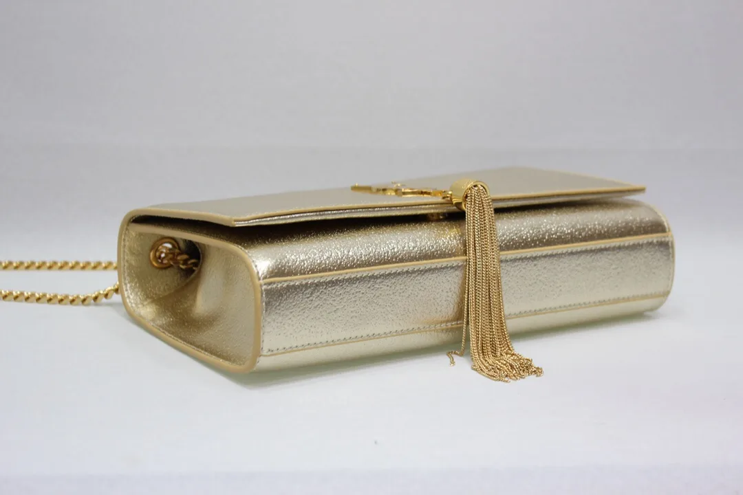 Saint Laurent Kate Chain Wallet With Tassel / Yellow Copper - Image 8