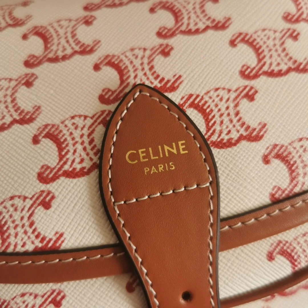 Alternative view of Celine Folco Bag In Triomphe Canvas With Celine Print Pink And White /