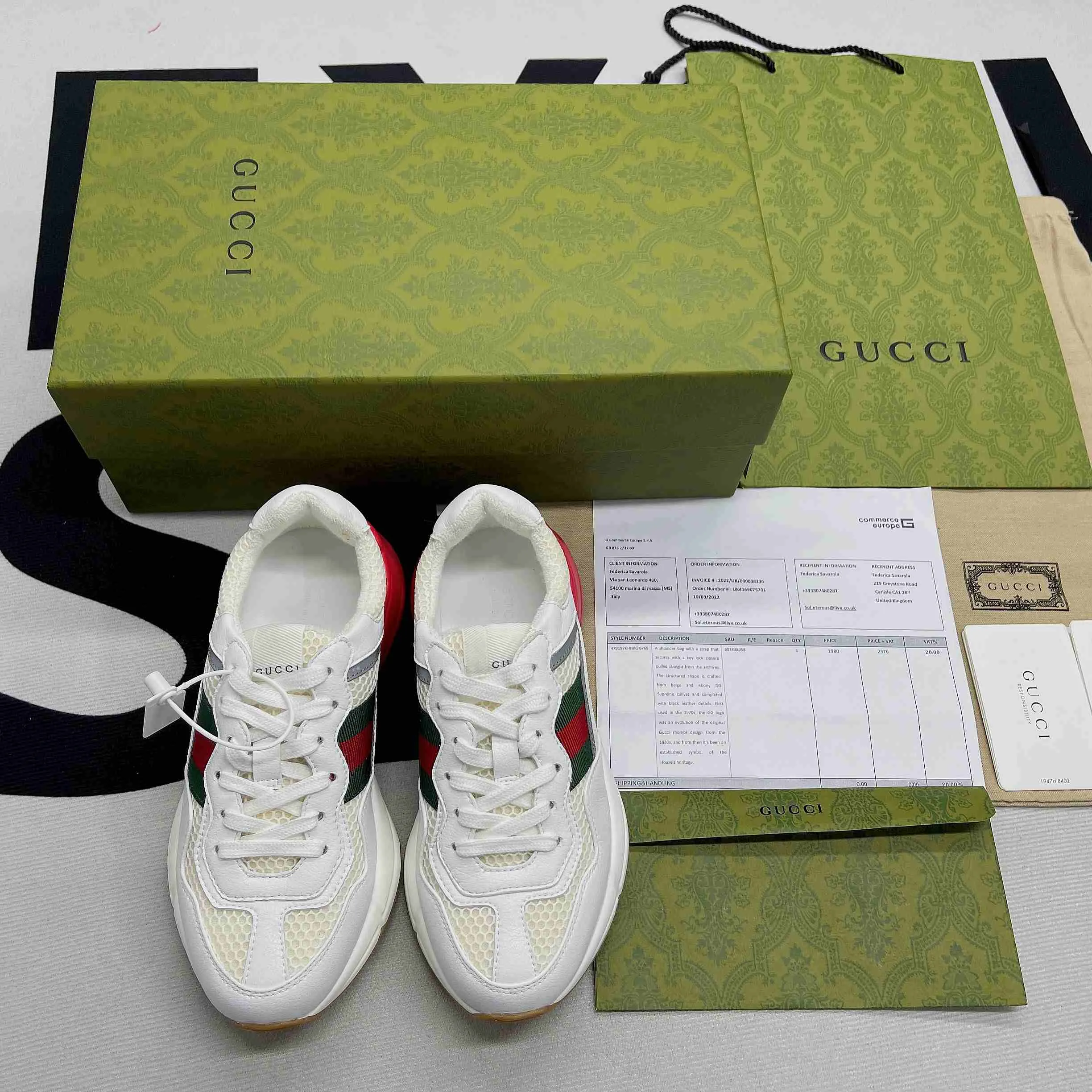Gucci GG Rhyton Sneaker White And Red - Image 6
