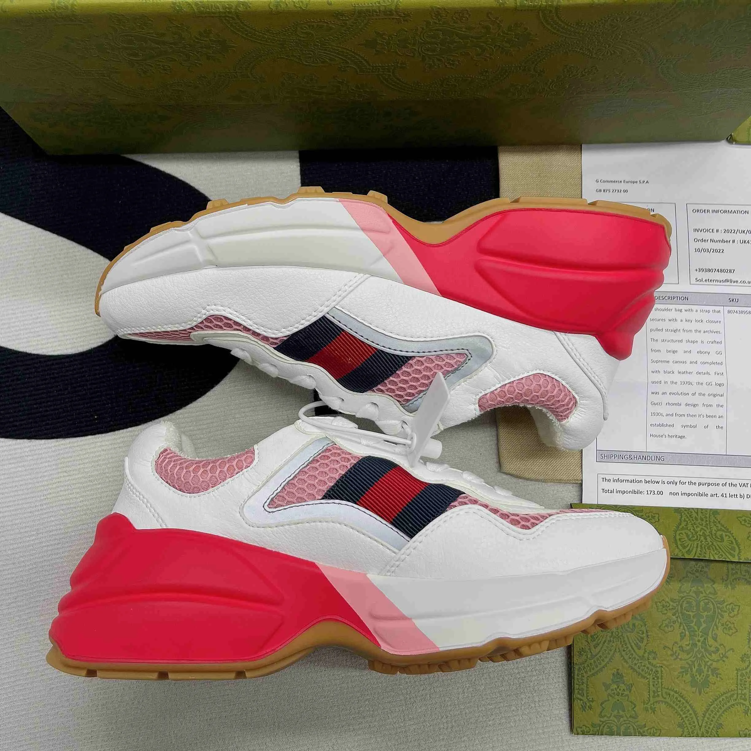 Gucci GG Rhyton Sneaker Pink And Red - Image 5