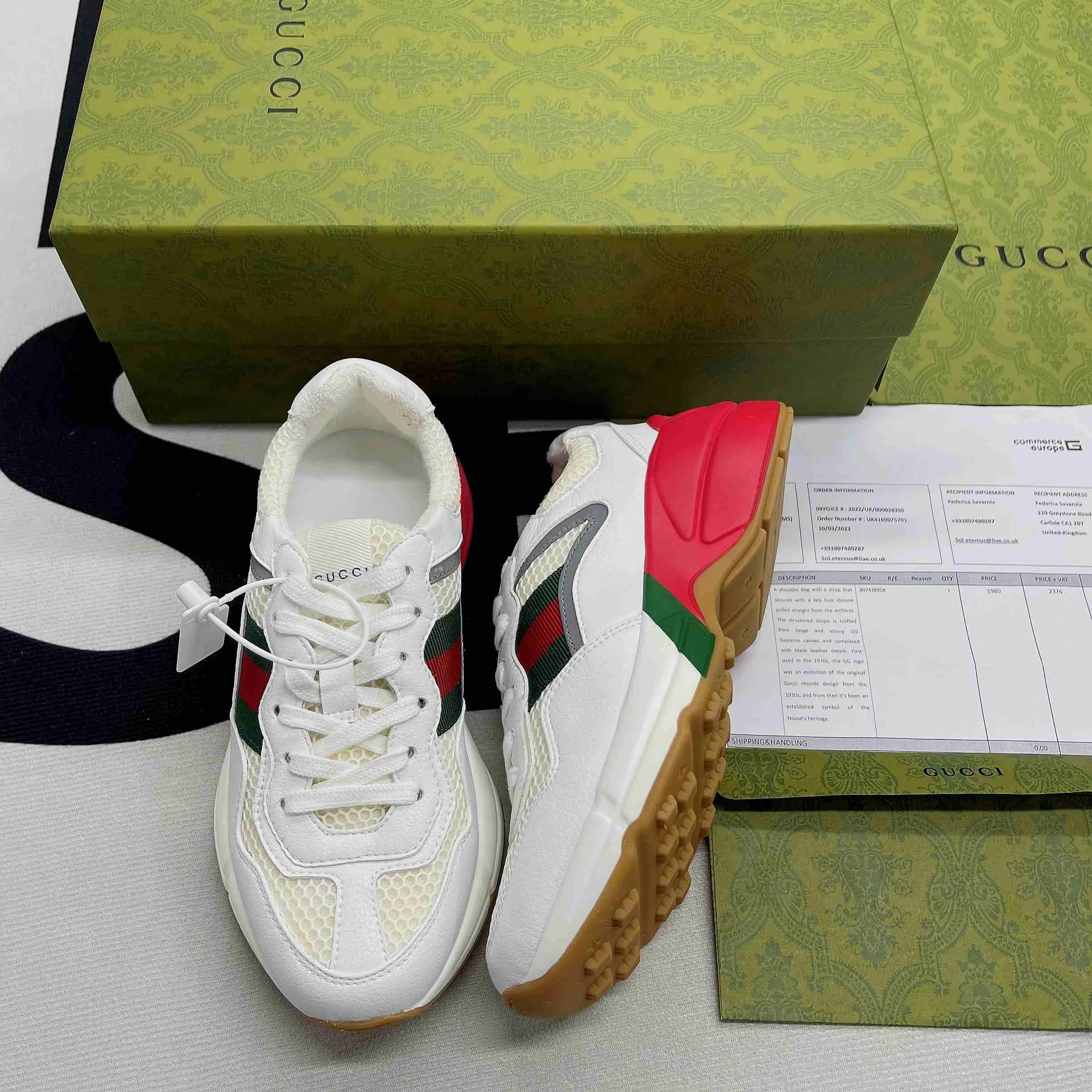 Gucci GG Rhyton Sneaker White And Red - Image 7