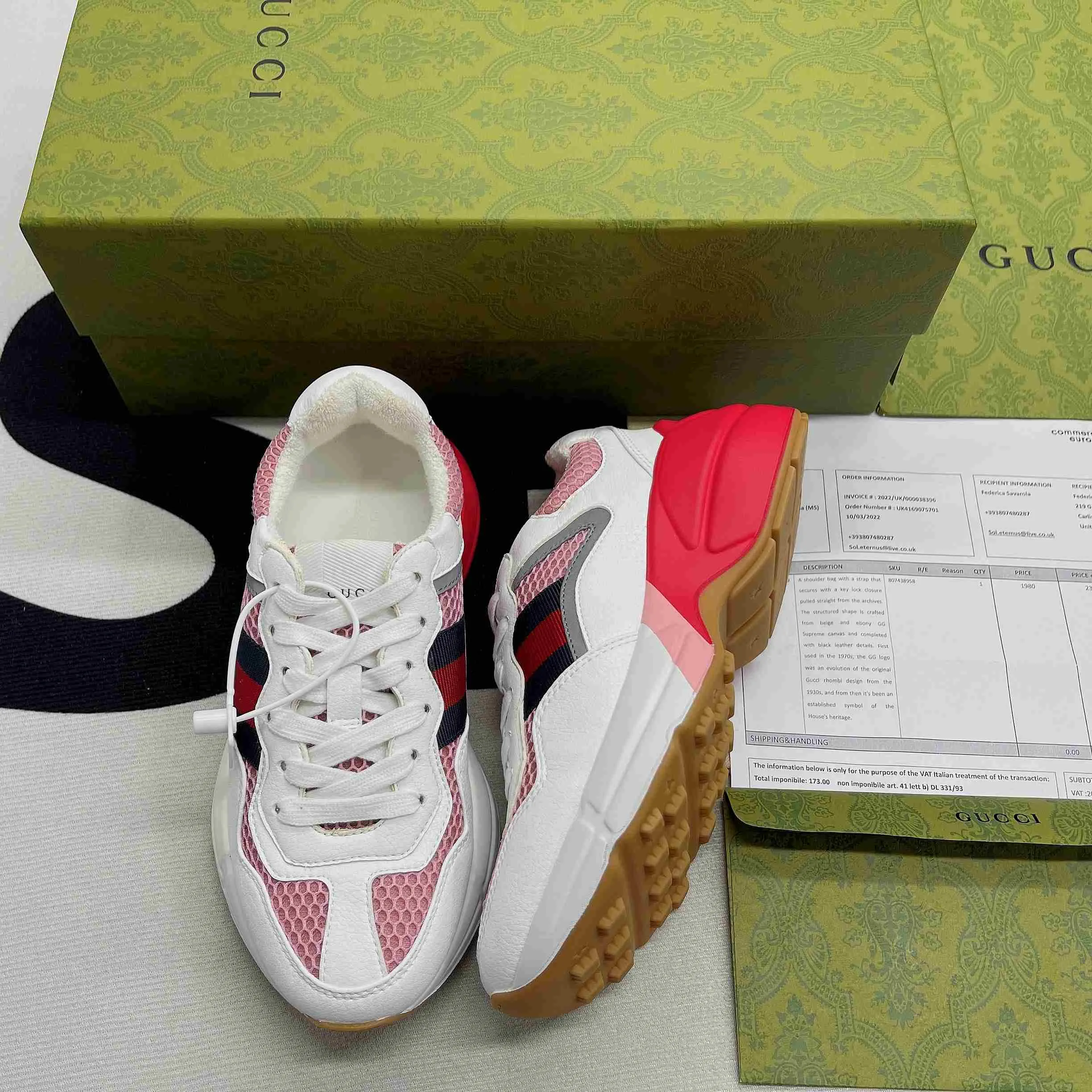 Gucci GG Rhyton Sneaker Pink And Red - Image 7