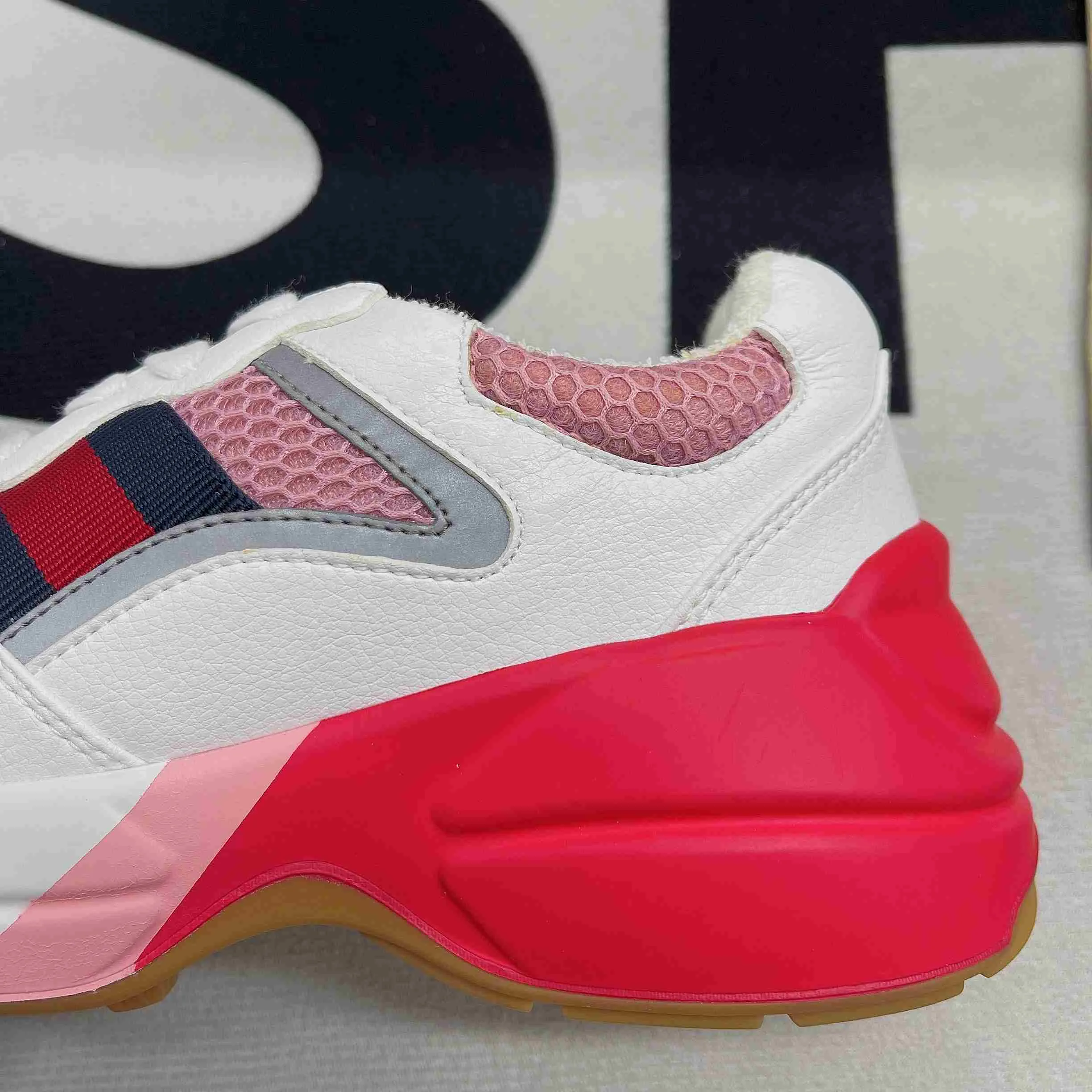 Gucci GG Rhyton Sneaker Pink And Red - Image 8