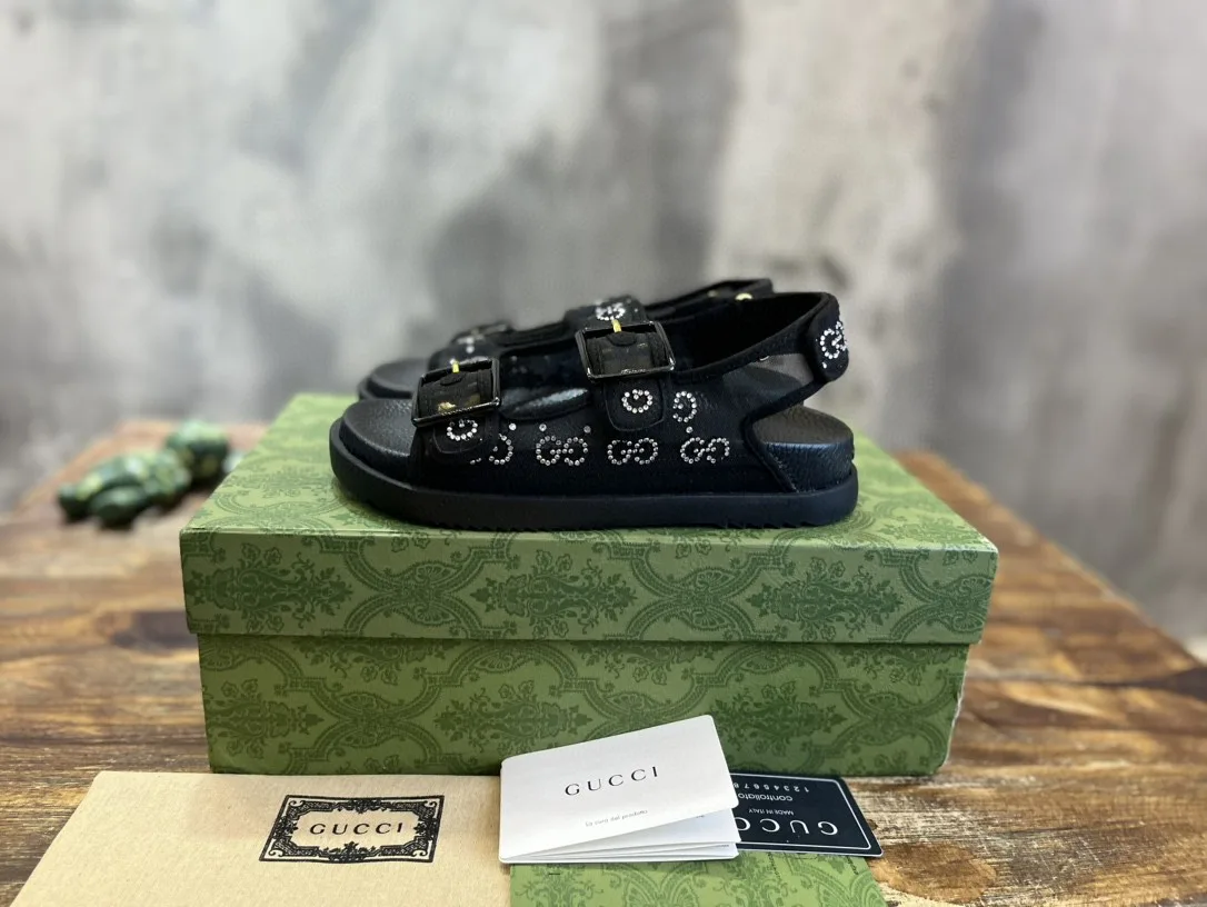 Gucci GG Sandal With Crystals Black - Image 5
