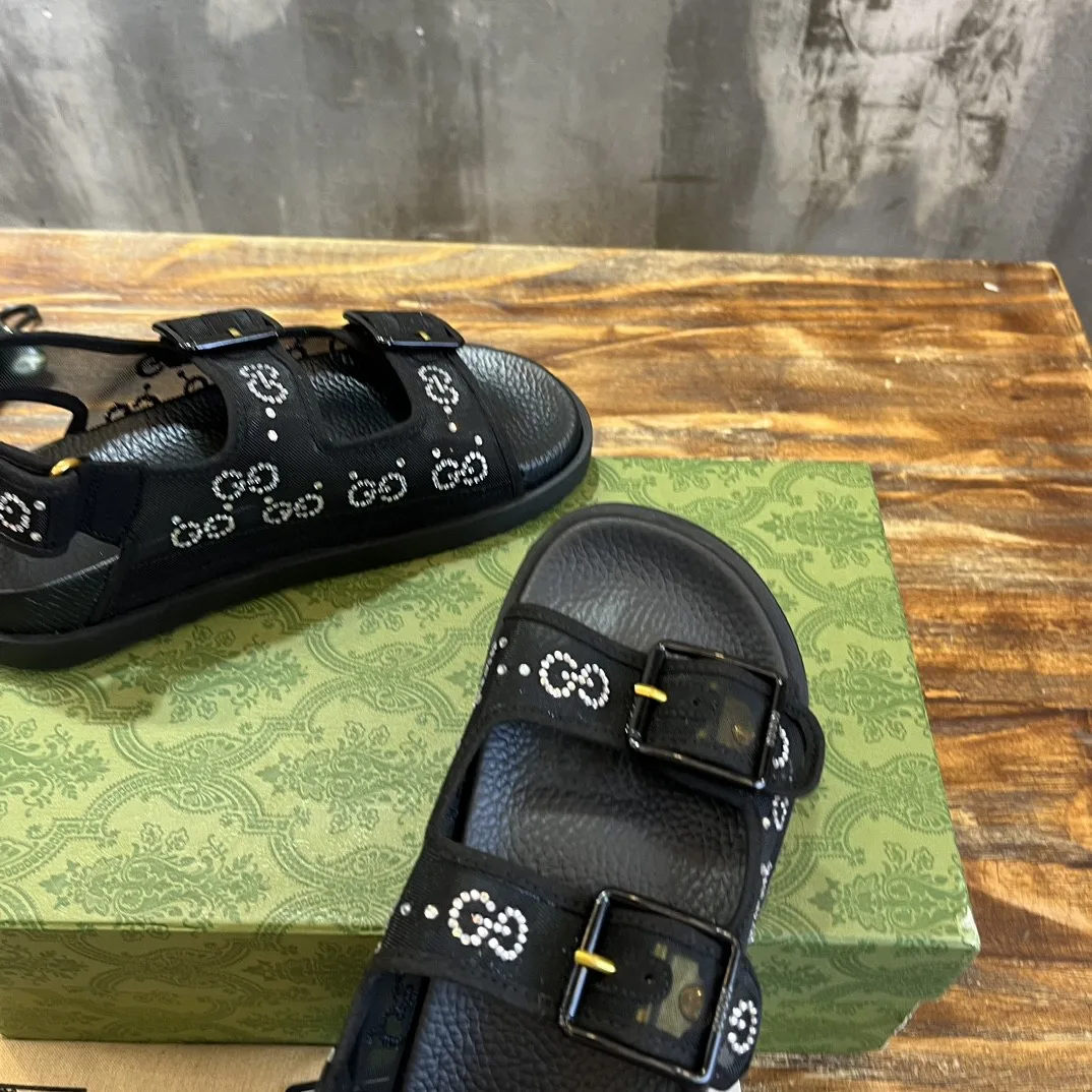 Alternative view of Gucci GG Sandal With Crystals Black