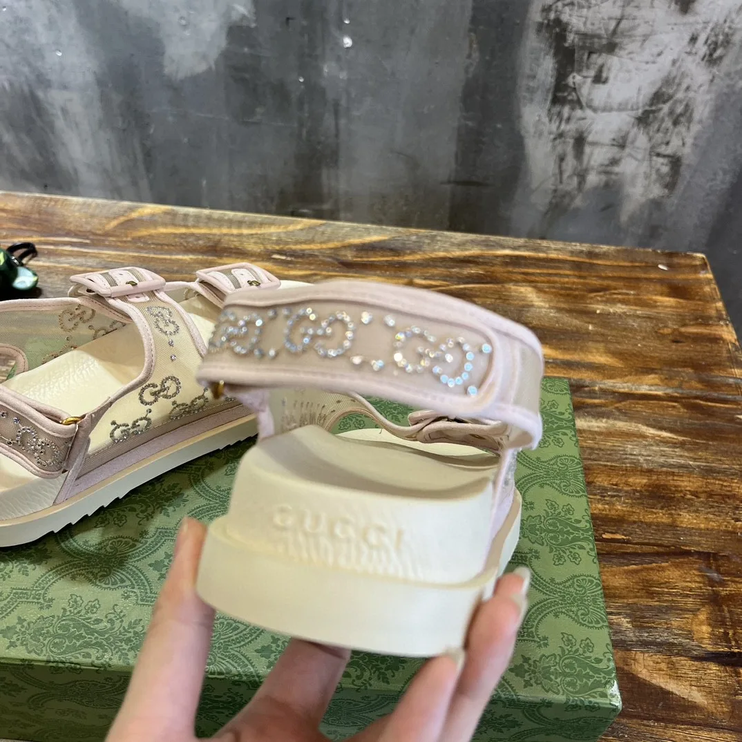Gucci GG Sandal With Crystals White - Image 3