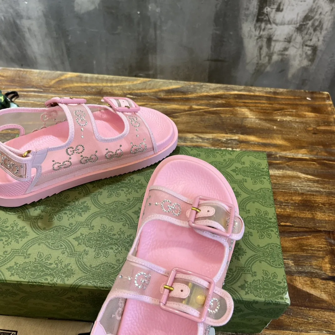 Gucci GG Sandal With Crystals Pink - Image 2
