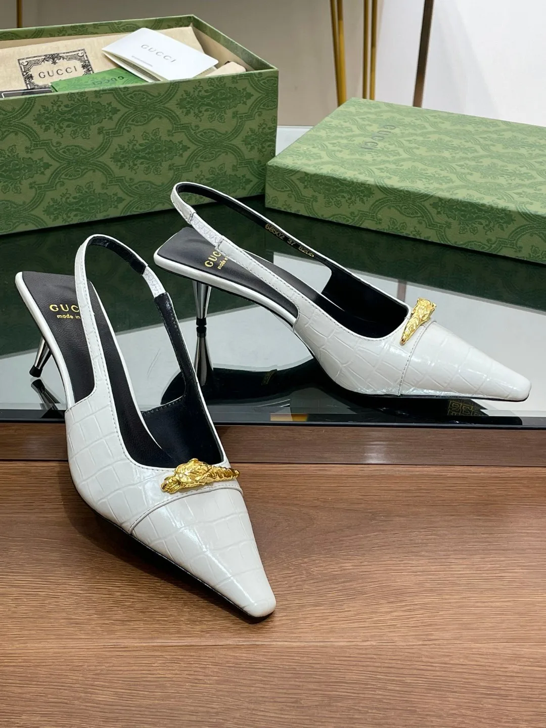 Alternative view of Gucci Gg Slingback Mid-Heel Pump White