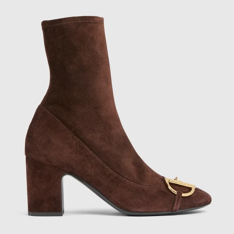 Alternative view of Gucci Ankle Boots With Half Horsebit Dark Brown Suede