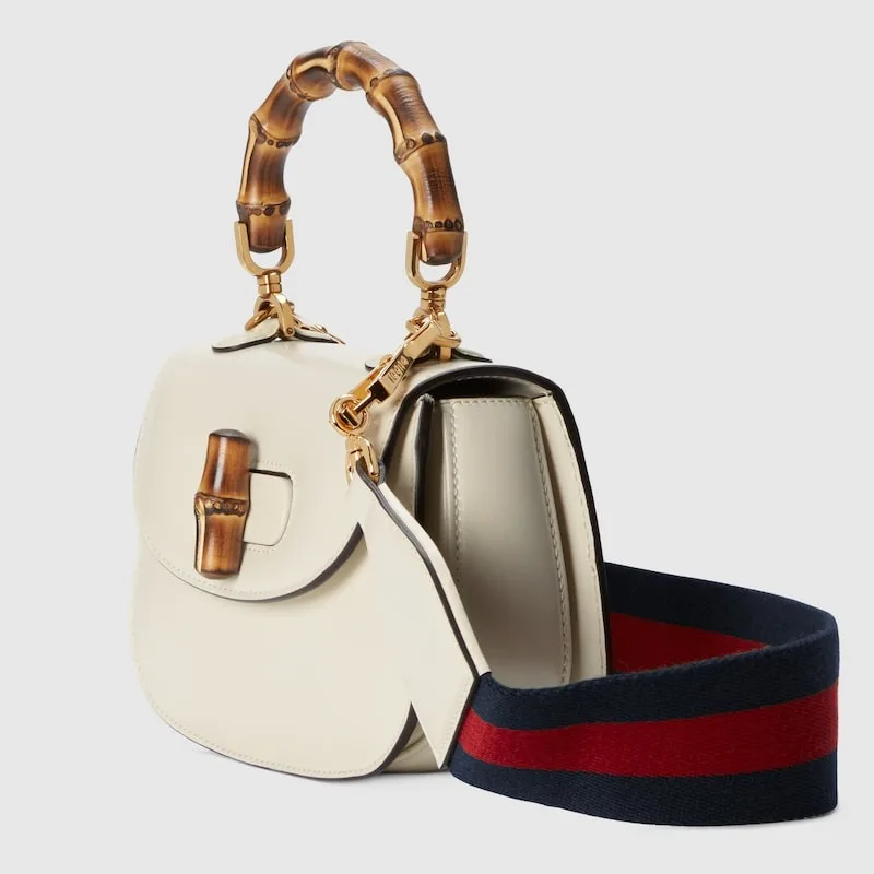 Gucci Bamboo 1947 Mini Top Handle Bag / White Gold Hardware ? 10ODT 8454 - Image 4
