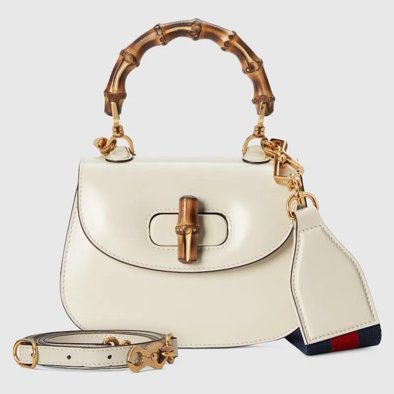 Gucci Bamboo 1947 Mini Top Handle Bag / White Gold Hardware ? 10ODT 8454 - Image 3