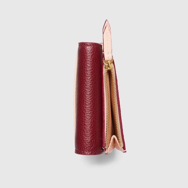 Gucci Bi-Color GG Marmont Mini Wallet Rosso Ancora Red/Pink / - Image 3