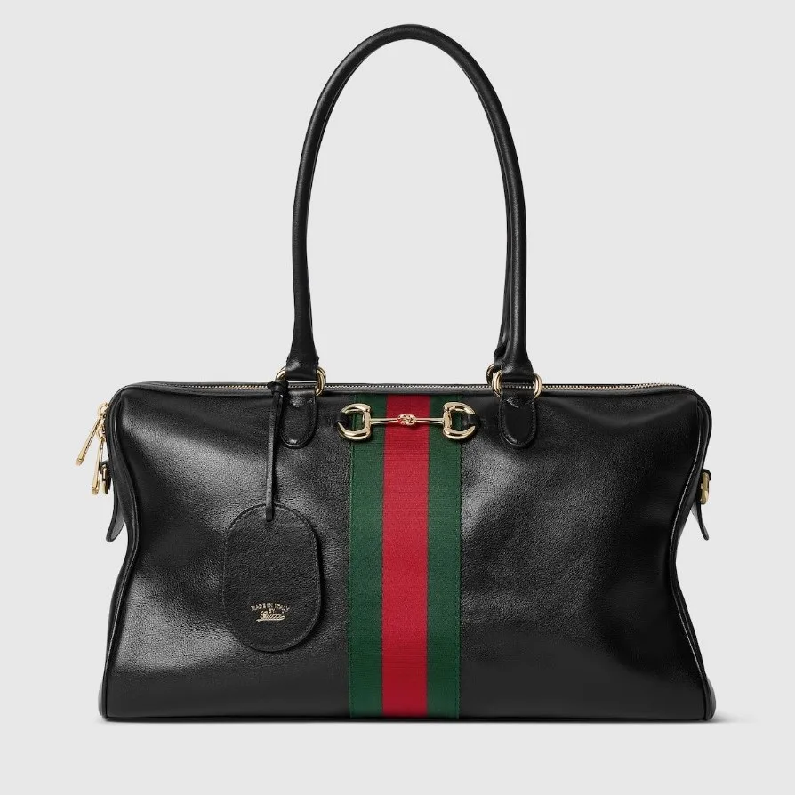 Gucci Borsetto Large Boston Shoulder Bag / Black Gold Hardware - Image 4