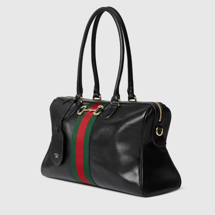 Gucci Borsetto Large Boston Shoulder Bag / Black Gold Hardware - Image 5