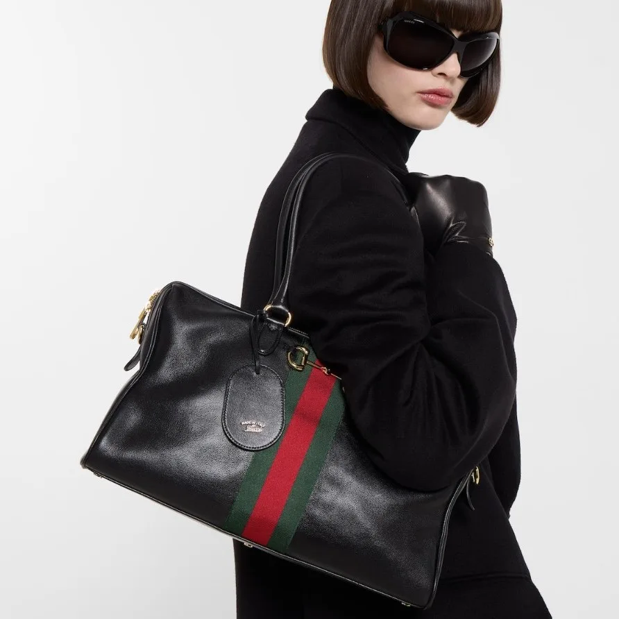 Alternative view of Gucci Borsetto Large Boston Shoulder Bag / Black Gold Hardware