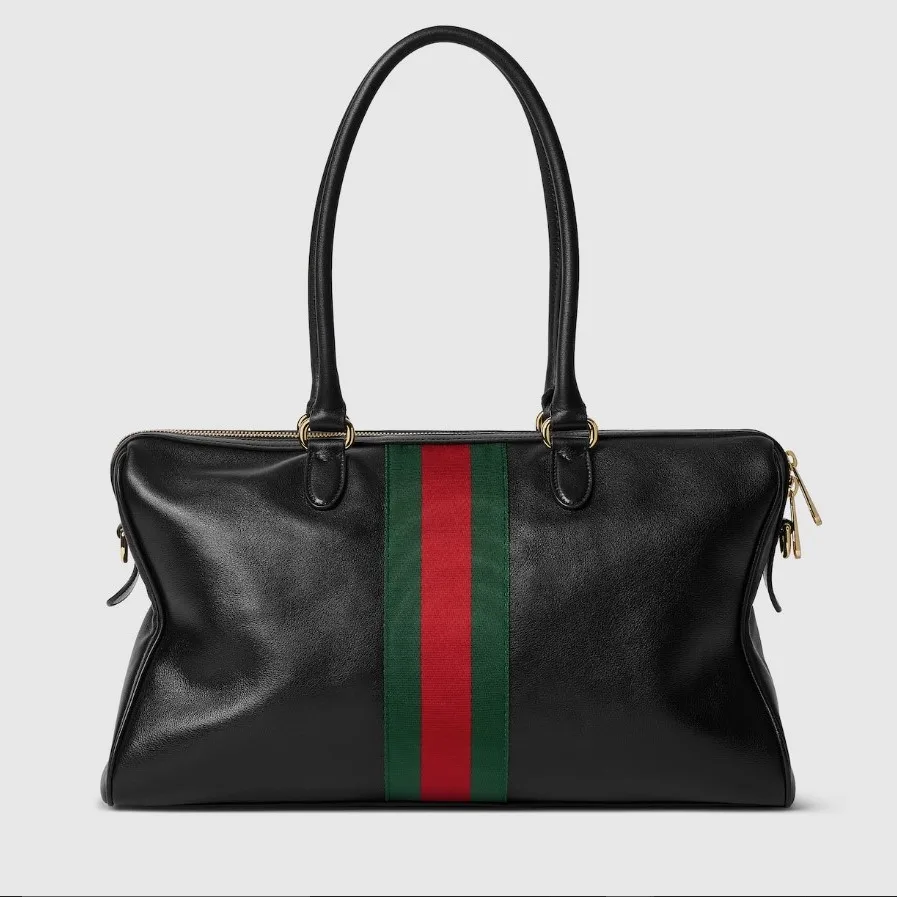 Gucci Borsetto Large Boston Shoulder Bag / Black Gold Hardware - Image 7