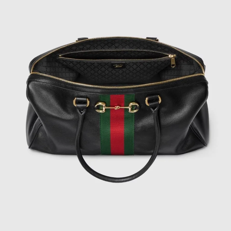 Gucci Borsetto Large Boston Shoulder Bag / Black Gold Hardware - Image 8