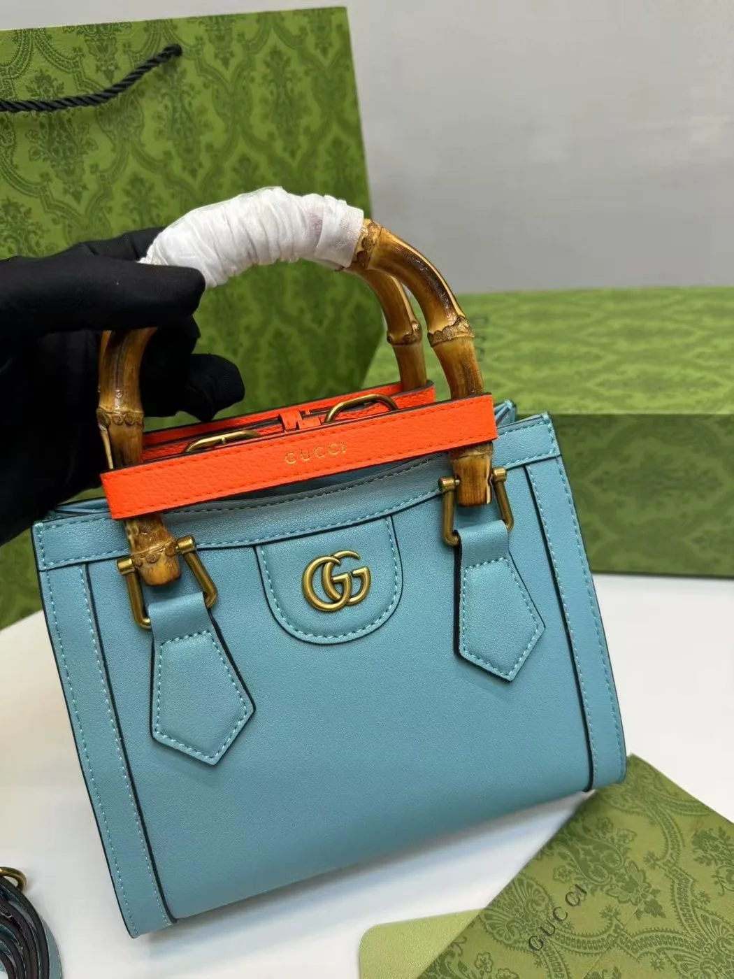 Alternative view of Gucci Diana Mini Tote Bag Light Blue