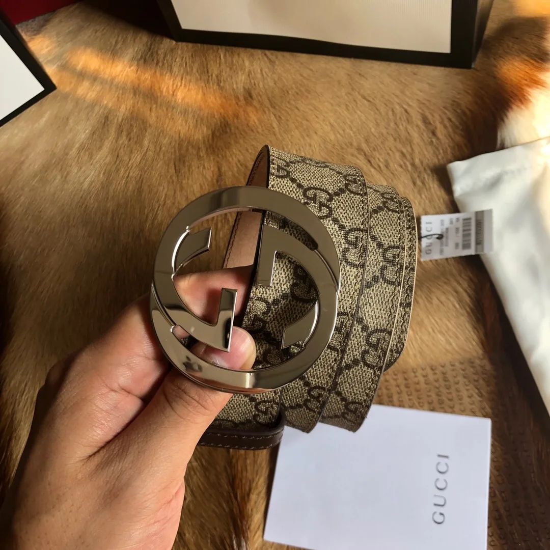 Gucci GG Belt With Interlocking G Buckle Beige/Ebony - Image 3