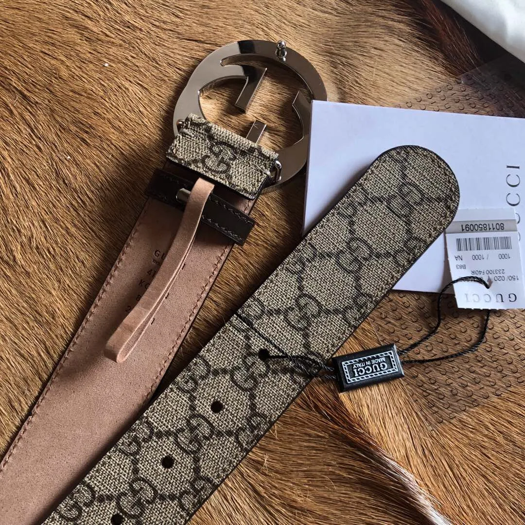 Gucci GG Belt With Interlocking G Buckle Beige/Ebony - Image 4