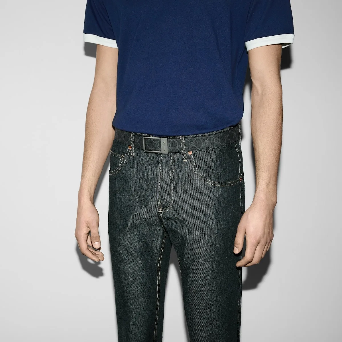 Alternative view of Gucci GG Belt With Rectangular Buckle Black