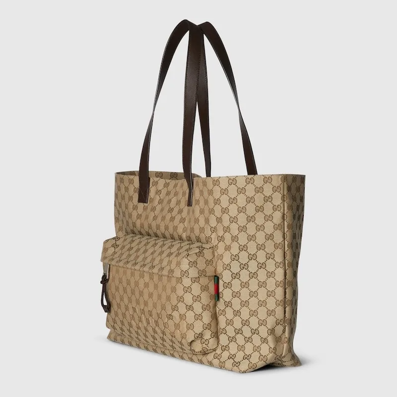 Gucci GG Canvas Maxi Tote Bag Beige And Dark Brown / - Image 3