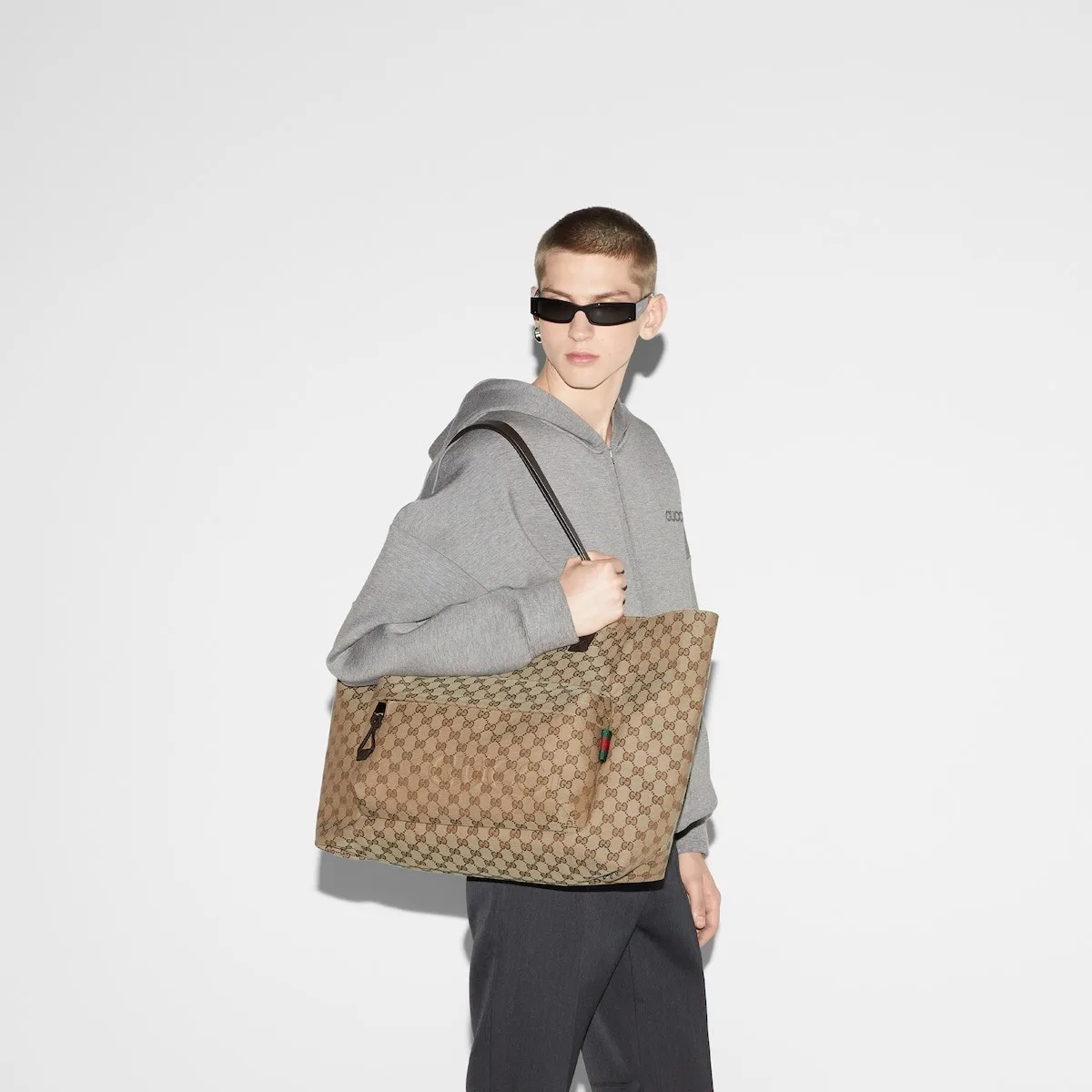 Alternative view of Gucci GG Canvas Maxi Tote Bag Beige And Dark Brown /
