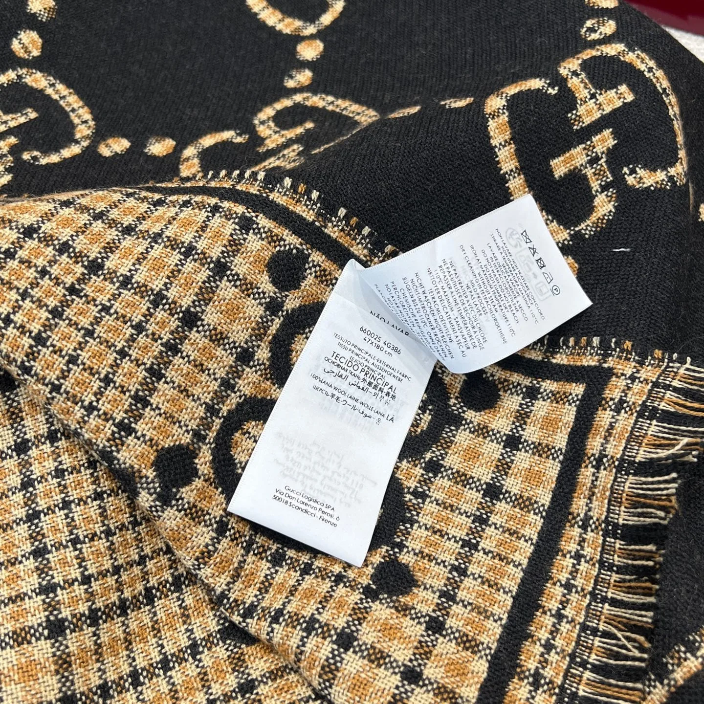 Gucci Check GG Scarf Black And Beige / - Image 5