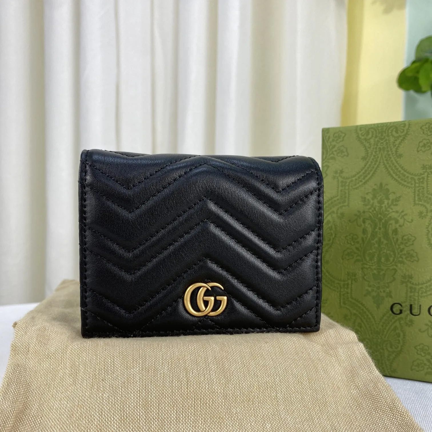 Alternative view of Gucci GG Marmont Card Case Wallet Black /