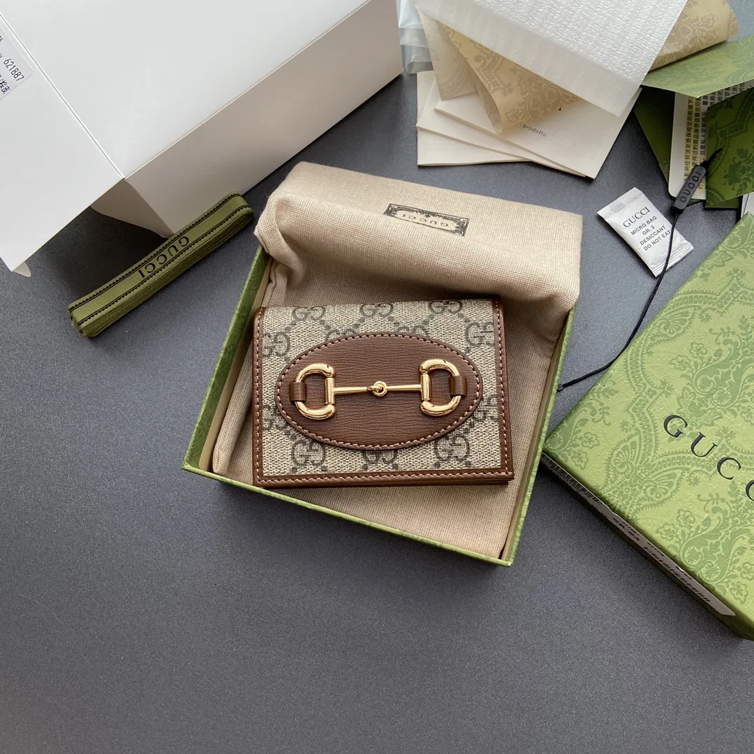 Alternative view of Gucci Horsebit 1955 Card Case Wallet Brown /