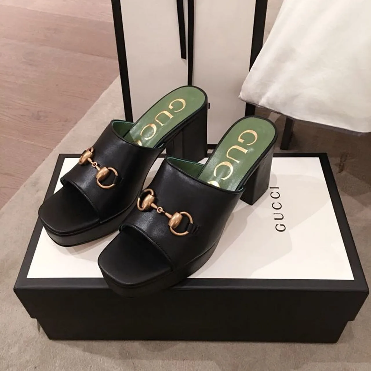 Alternative view of Gucci Horsebit Platform Mules Black