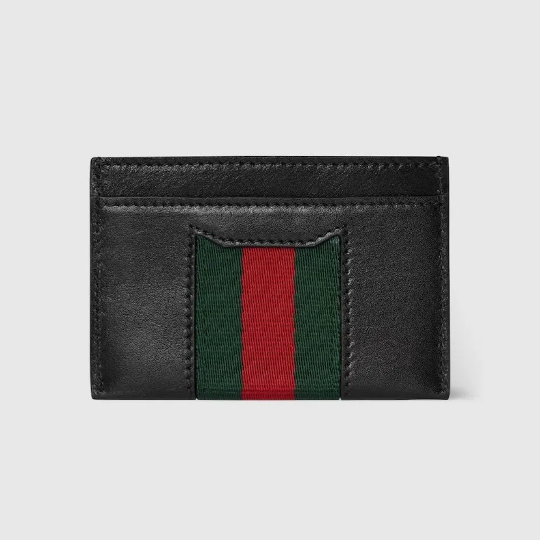Gucci Horsebit Web Card Case / Black Gold Hardware - Image 4