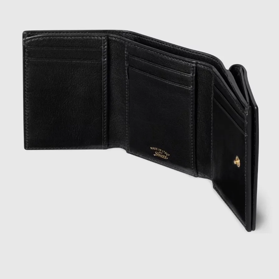 Gucci Horsebit Web Small Tri-fold Wallet / Black Gold Hardware - Image 4