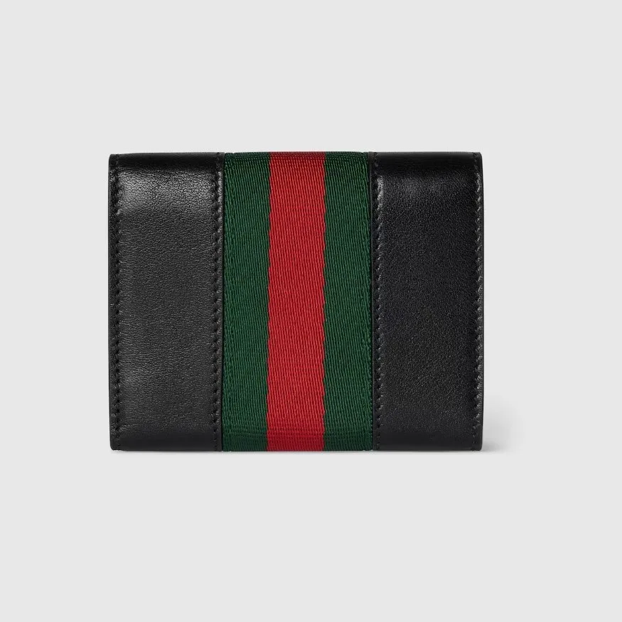 Alternative view of Gucci Horsebit Web Small Tri-fold Wallet / Black Gold Hardware