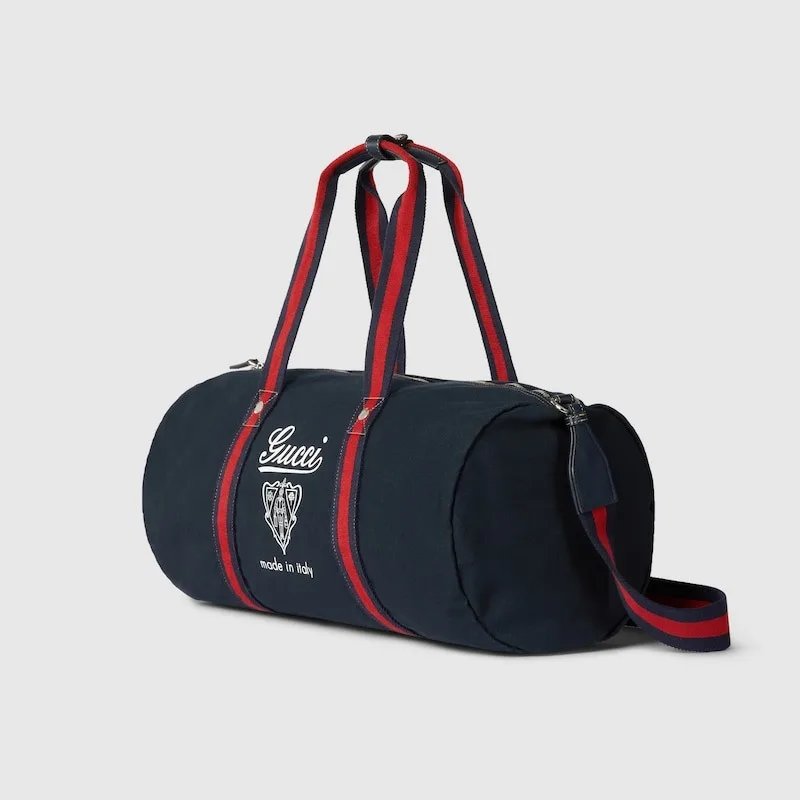 Gucci Large Printed Canvas Duffle Bag Dark Blue / - Image 3